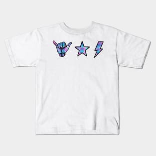 tye dye shaka hand, star & lightning sticker pack Kids T-Shirt